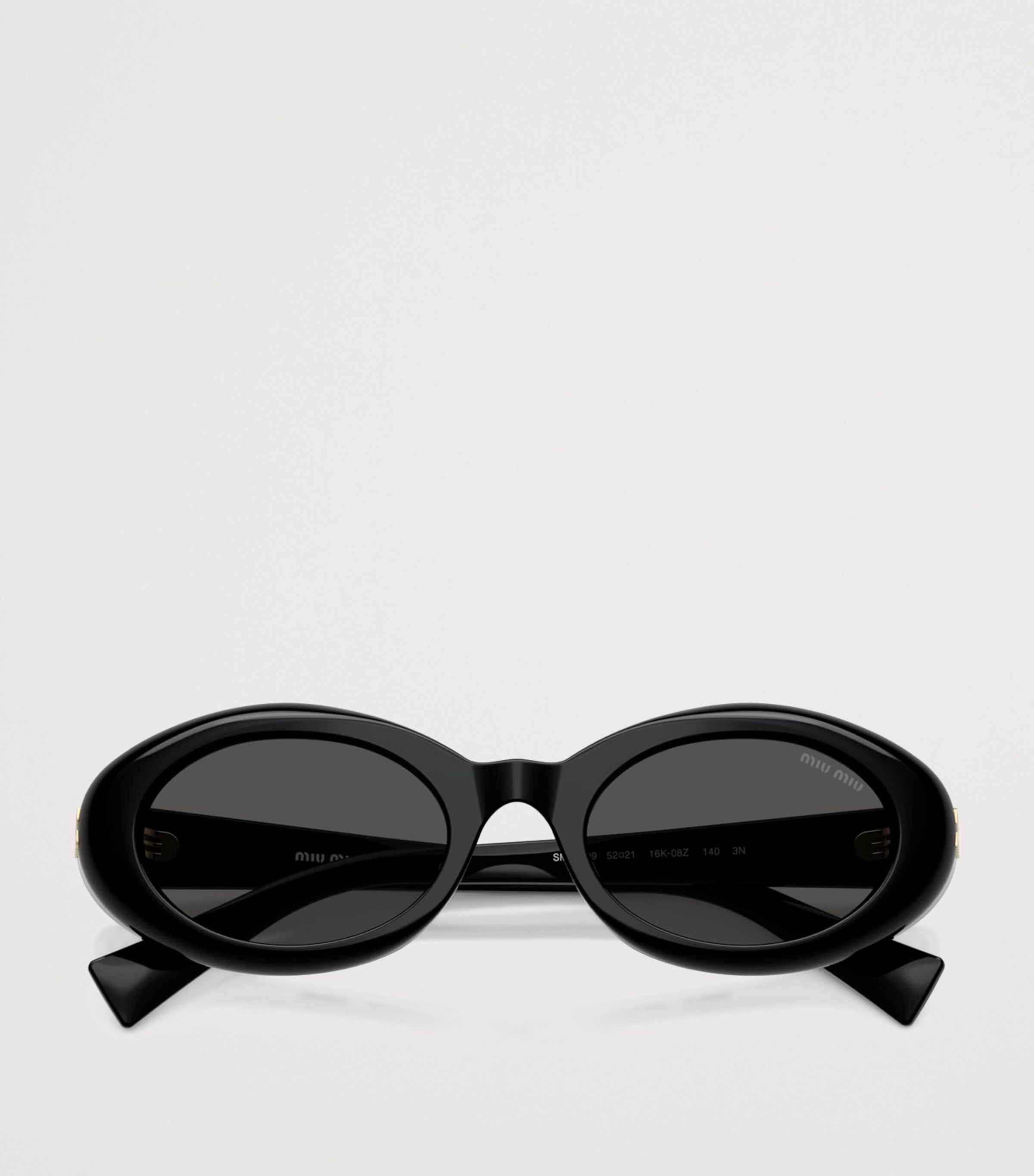 Miu Miu Oval Wrap-Around Sunglasses Black Image 5