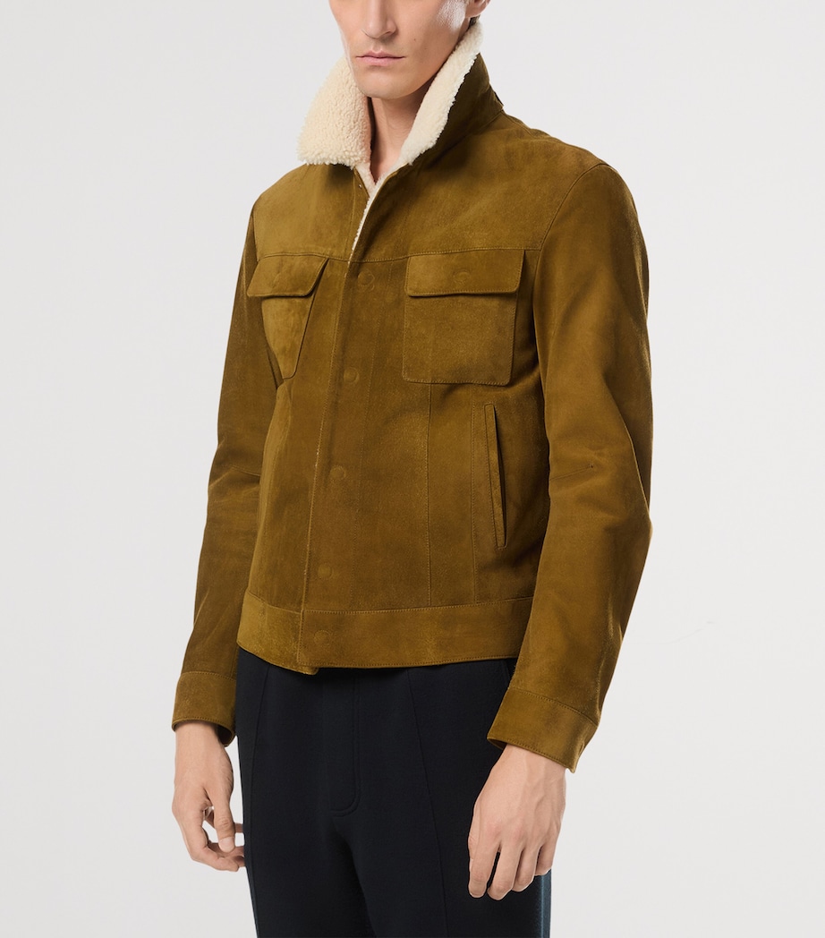 Calf Leather Shearling-Trim Bomber Jacket GCG Image 2