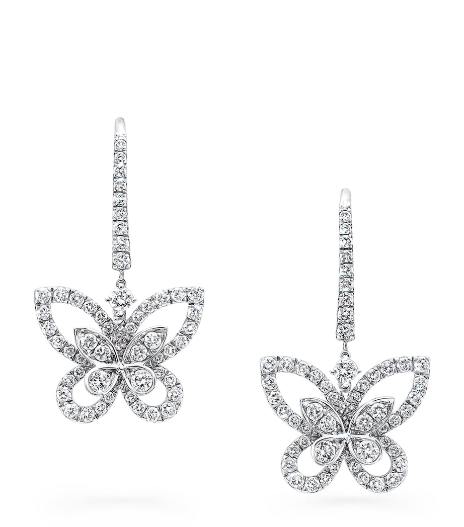 White Gold and Diamond Butterfly Drop Earrings WHITE GOLD Image 1