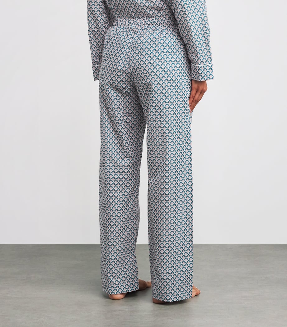 Cotton Wide-Leg Pyjama Bottoms GREEN Image 4
