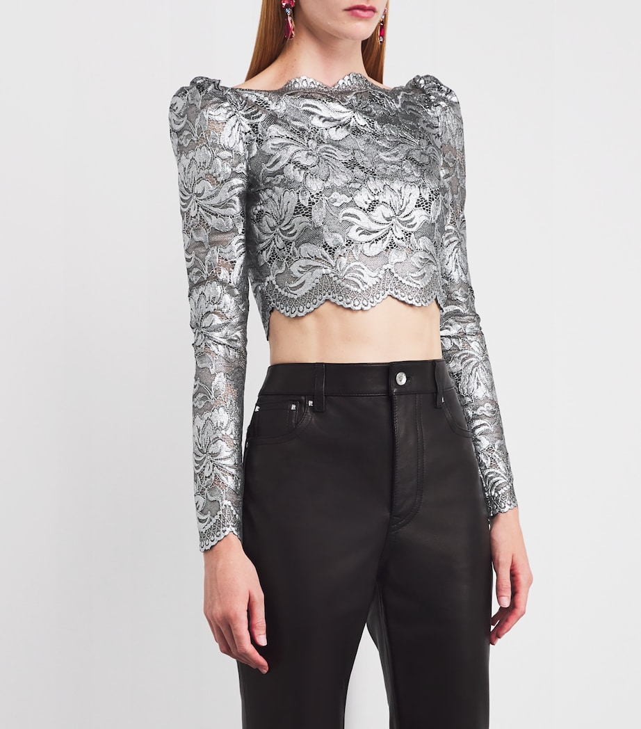 Lace Crop Top V912 BLACK / SILVER Image 3