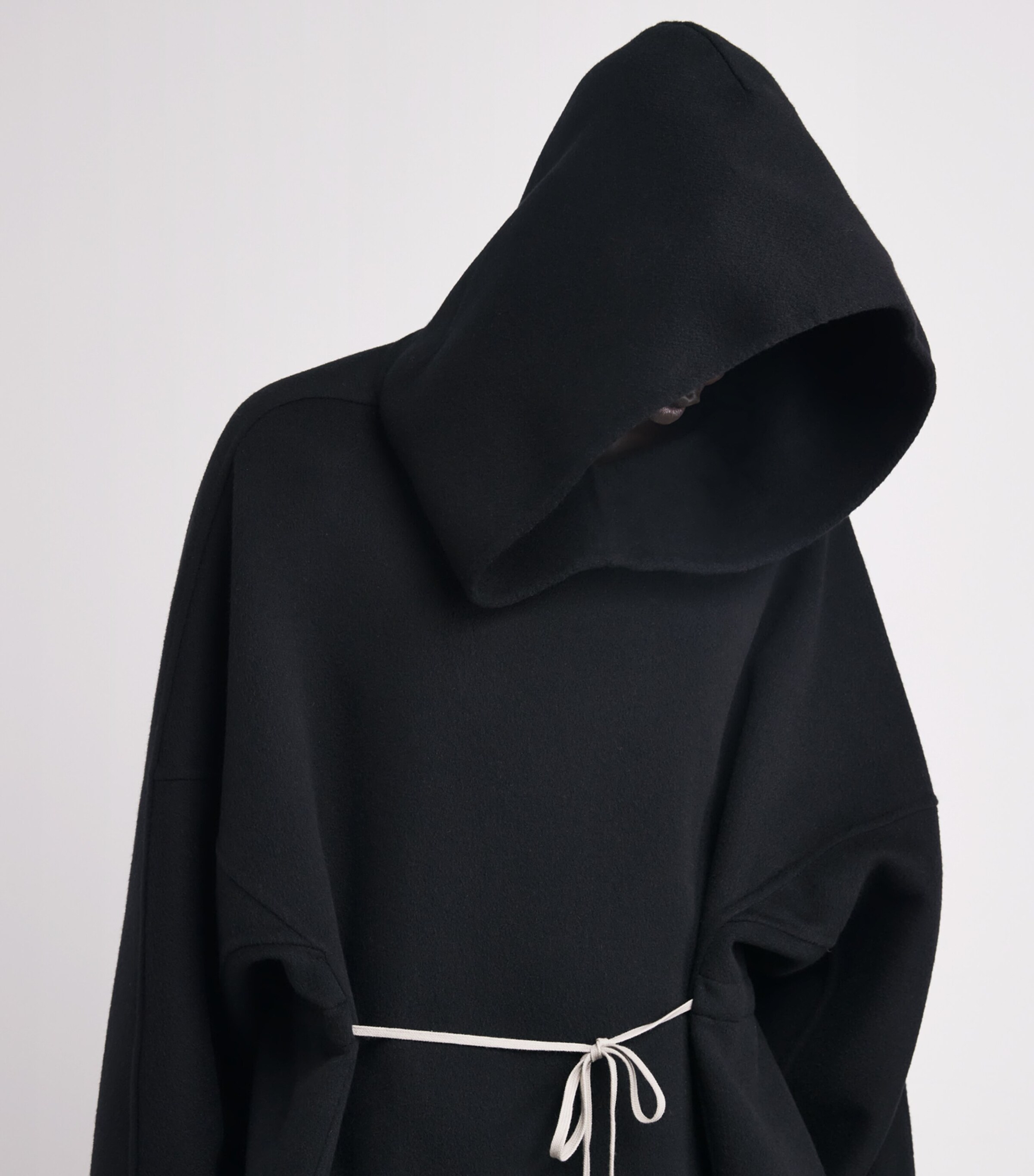 Rick Owens Mens Cashmere Double-Faced Tunic Hoodie Black Image 6