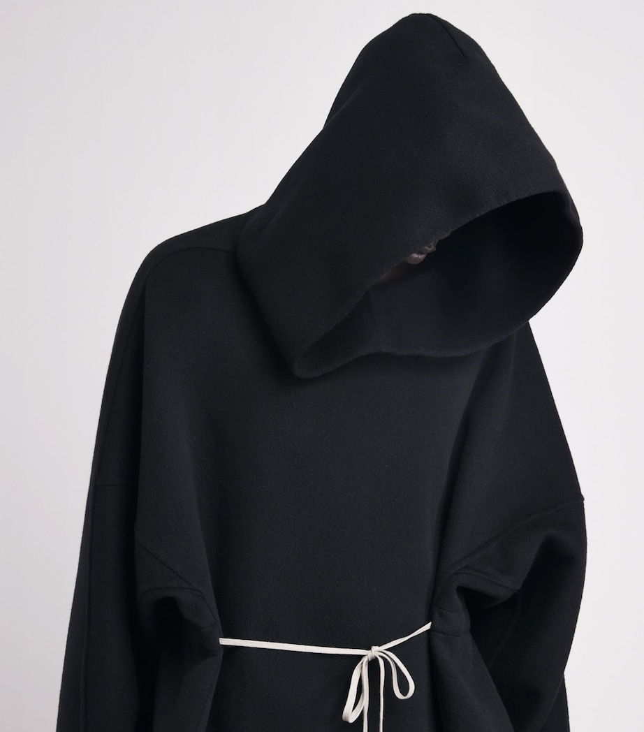 Cashmere Double-Faced Tunic Hoodie BLACK Image 6