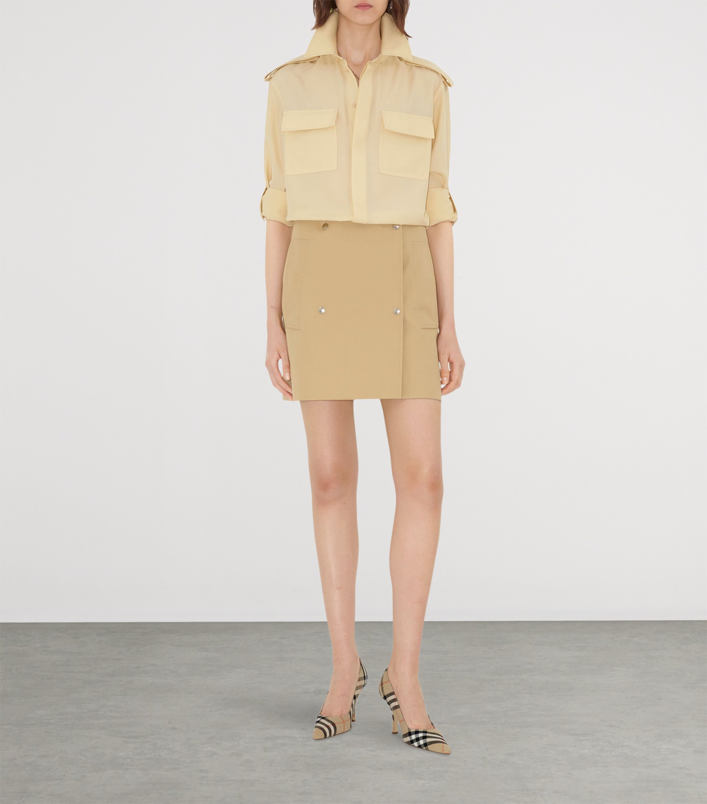 Linen Check Dame Pumps​ 90 SAND IP CHECK Image 2