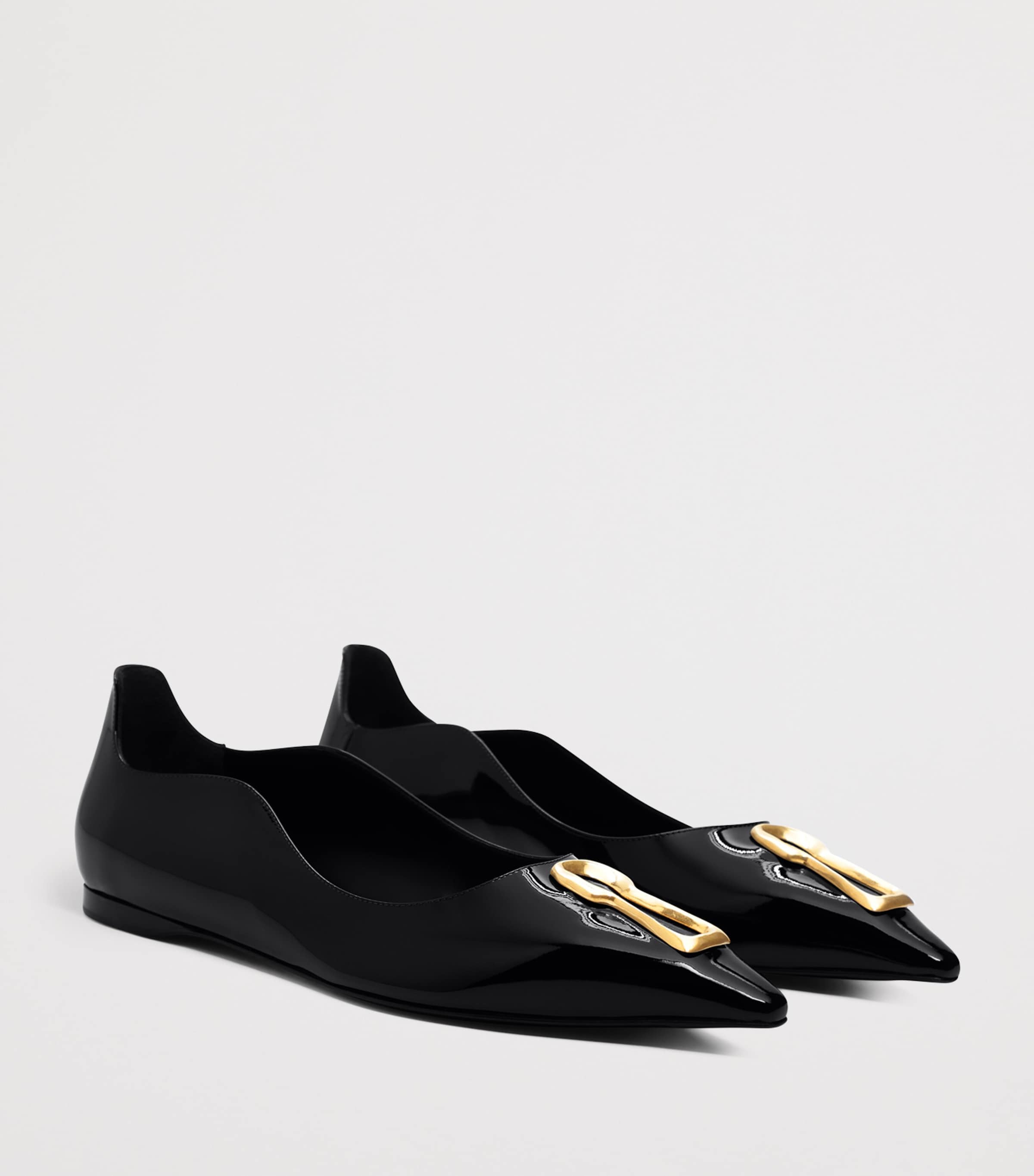 Schiaparelli Patent Leather Keyhole Ballet Flats Black Image 2