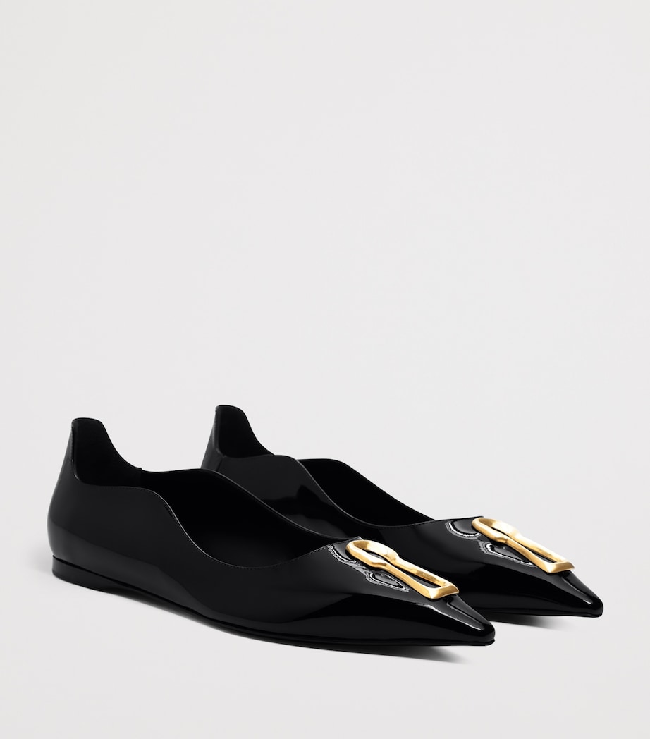 Schiaparelli Patent Leather Keyhole Ballet Flats Black Image 2