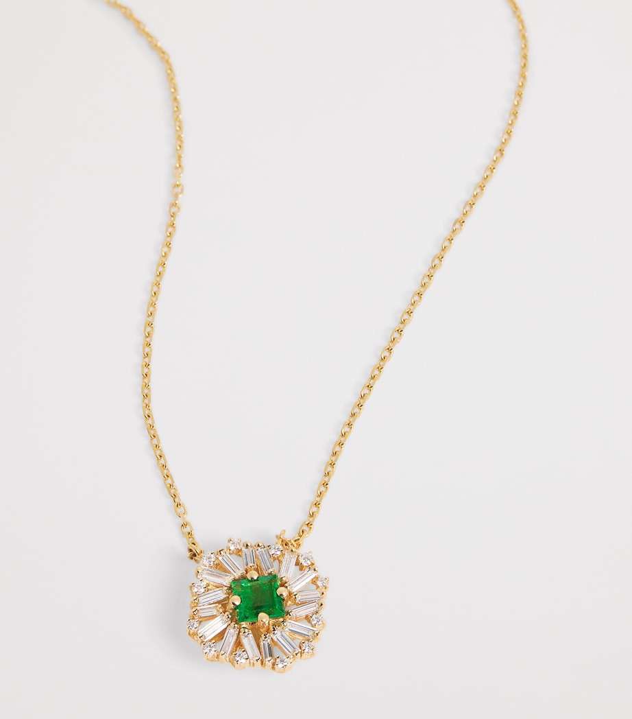 Suzanne Kalan Yellow Gold, Diamond and Emerald Princess Flower Necklace Yg/emer Image 4