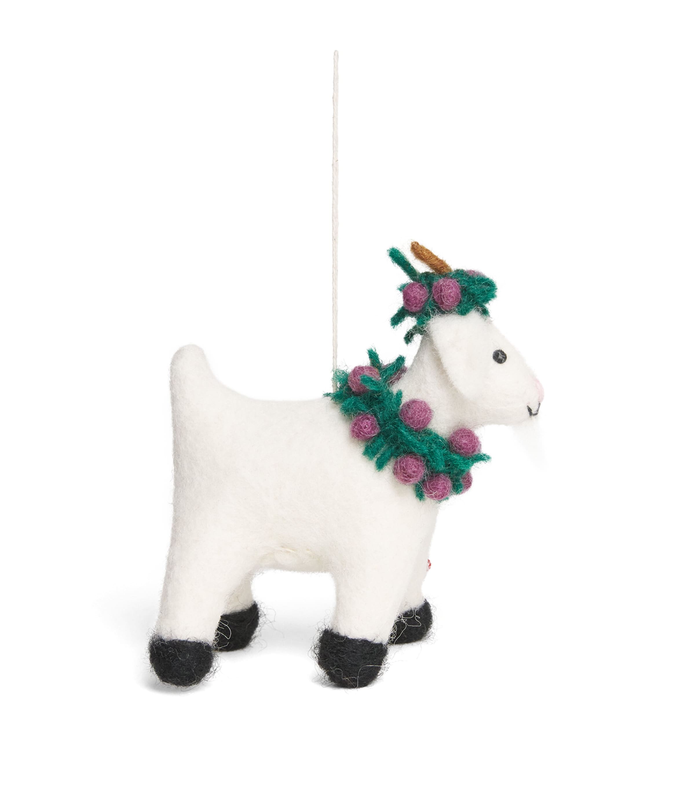 Harrods Goat Tree Decoration White, Green & Plum Image 1