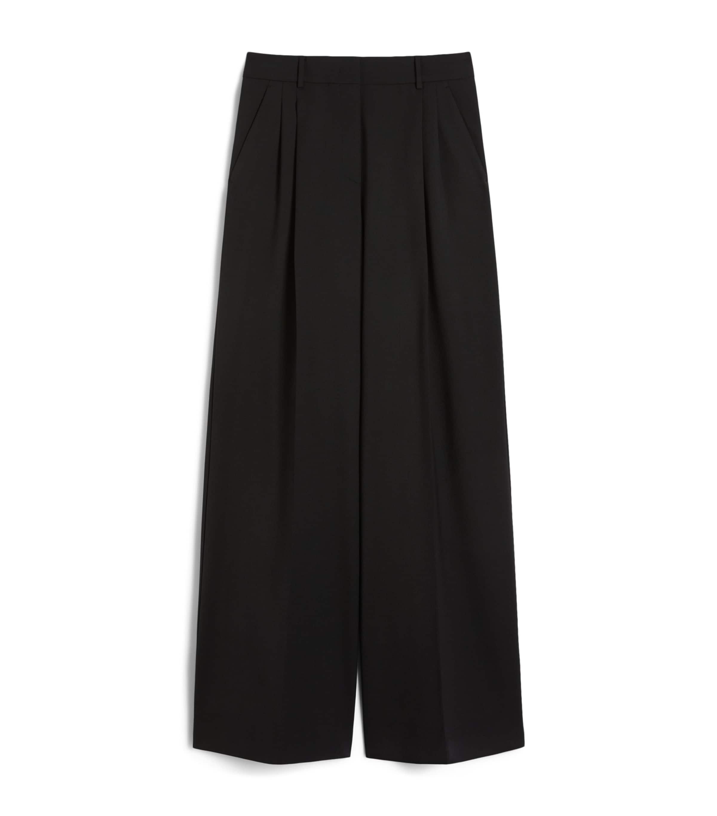 Weekend Max Mara Womens Virgin Wool Wide-Leg Trousers Black Image 1