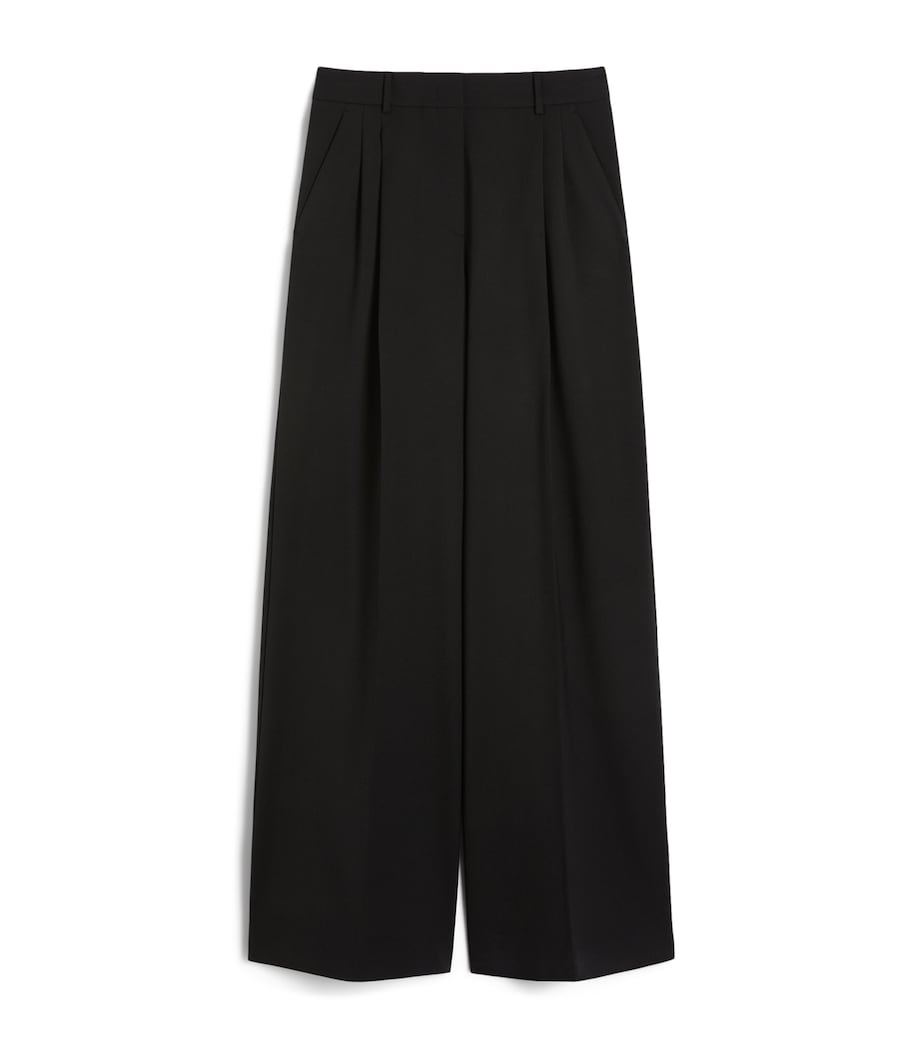 Weekend Max Mara Womens Virgin Wool Wide-Leg Trousers Black Image 1