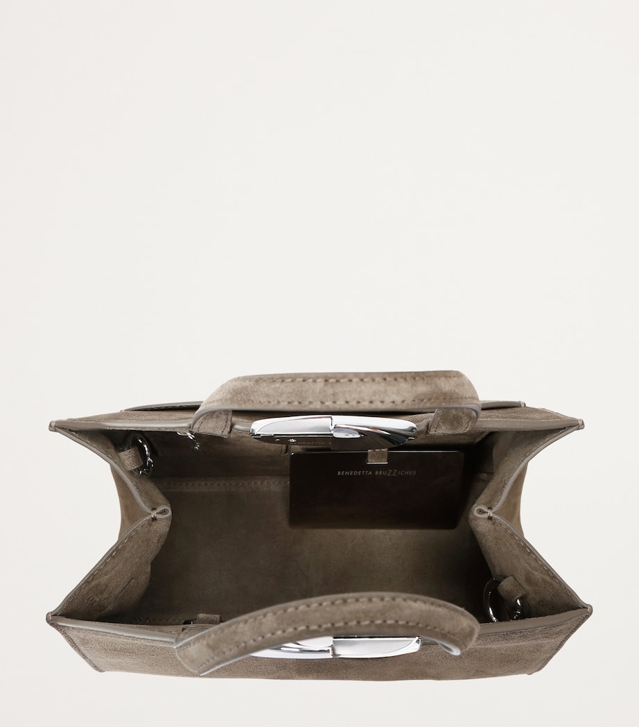 Small Suede Serena Top-Handle Bag BROWN Image 3