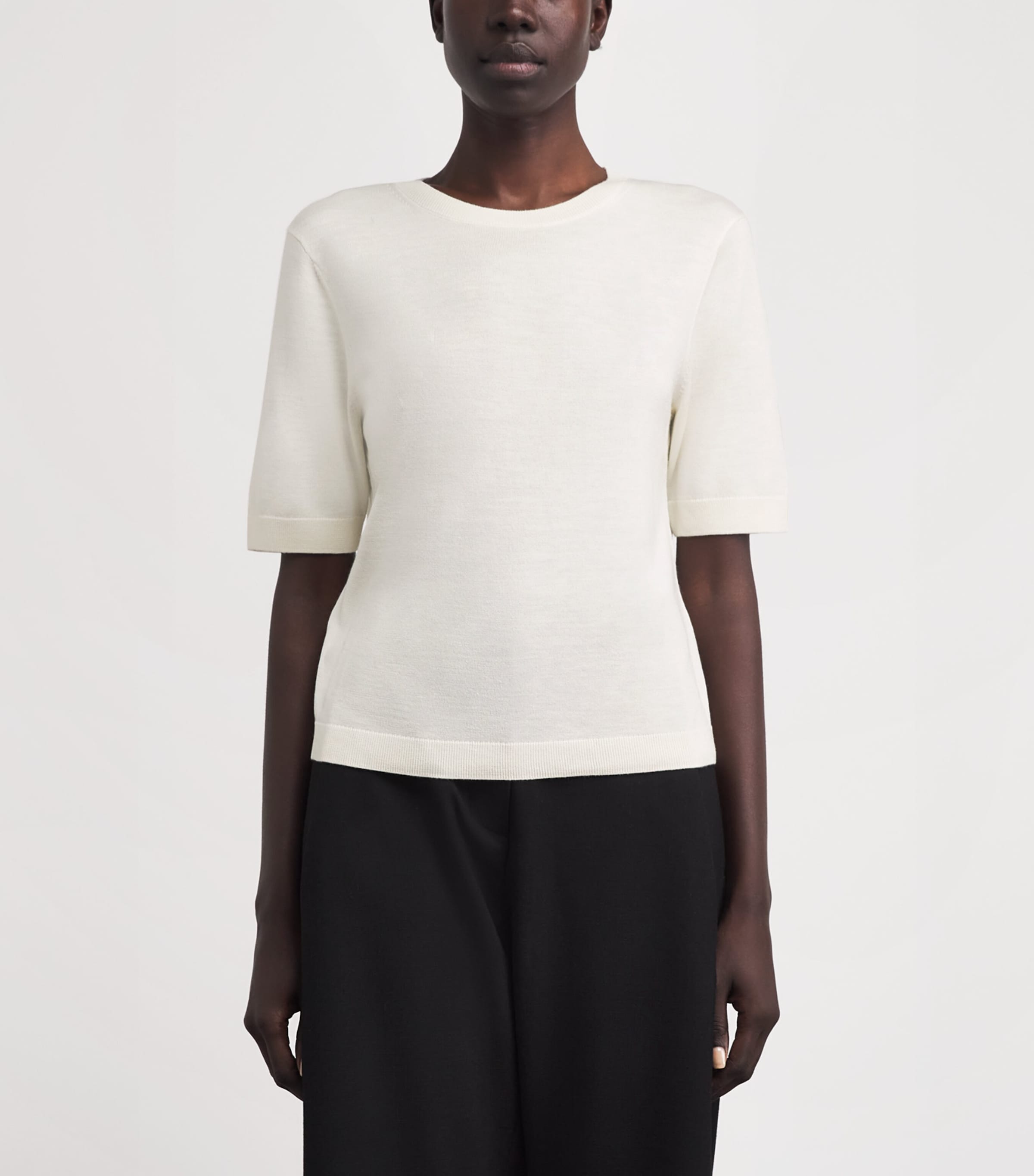 Almada Label Womens Wool-Silk-Cashmere Paloma T-Shirt Cream Image 4