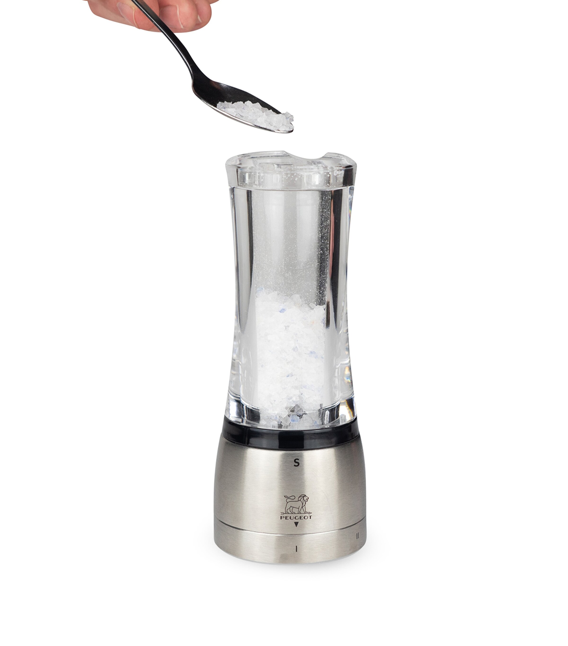 Peugeot Stainless Steel Daman Salt Mill (21cm) Black/acrylic Image 2