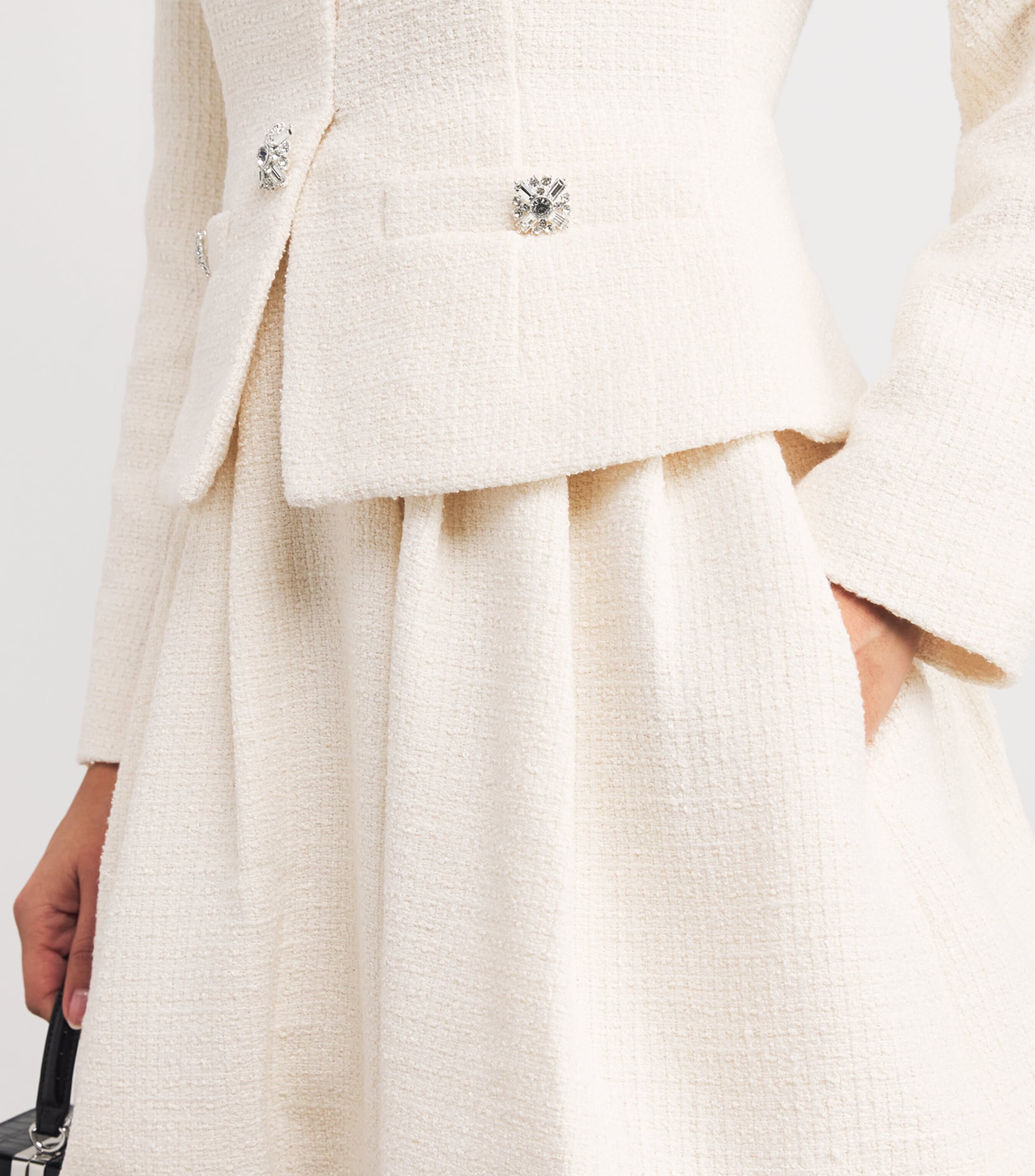 Bouclé Collared Mini Dress CREAM Image 6