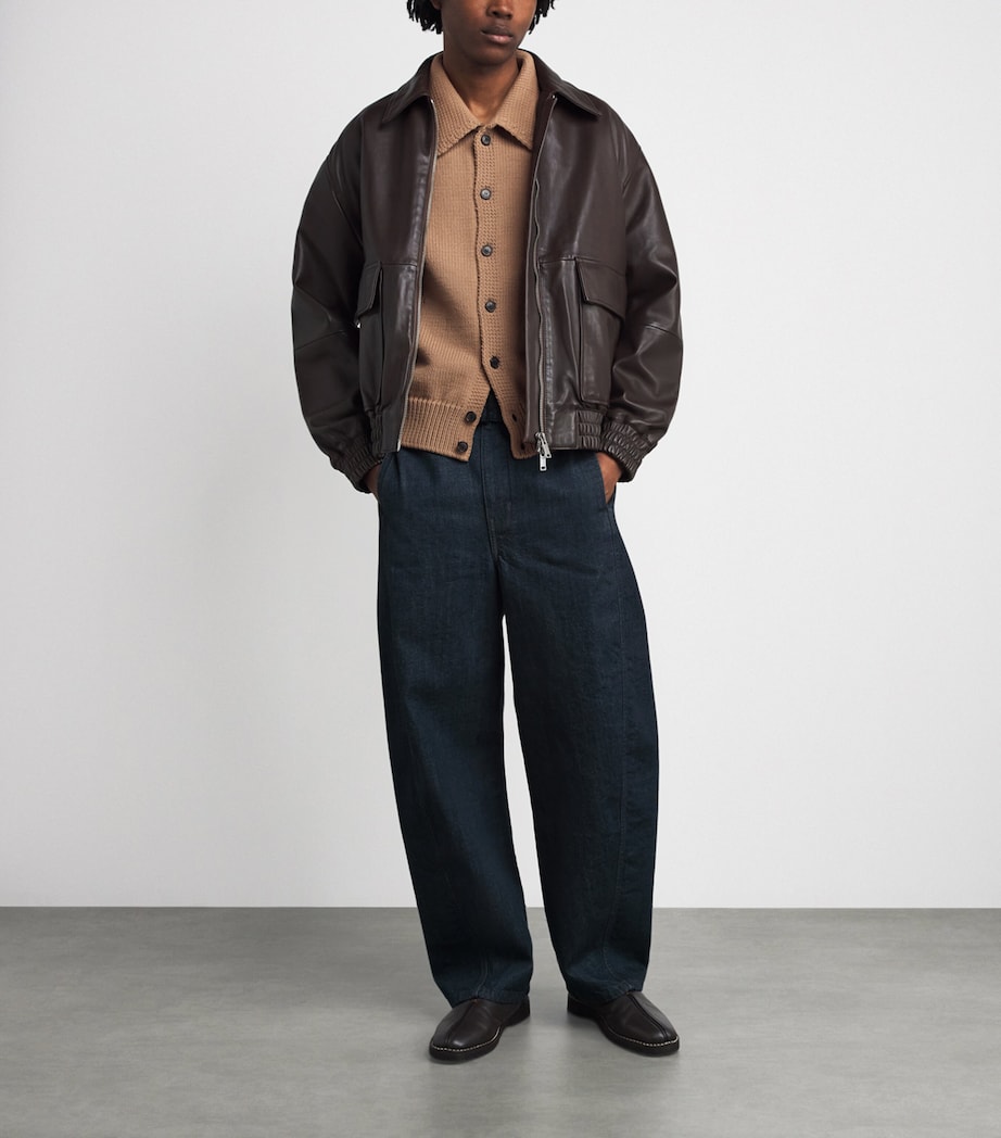 System Mens Cotton-Blend Collar Cardigan Camel Image 2