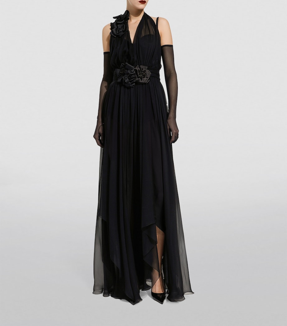 Silk Rose Halterneck Gown N0000-BLACK Image 2