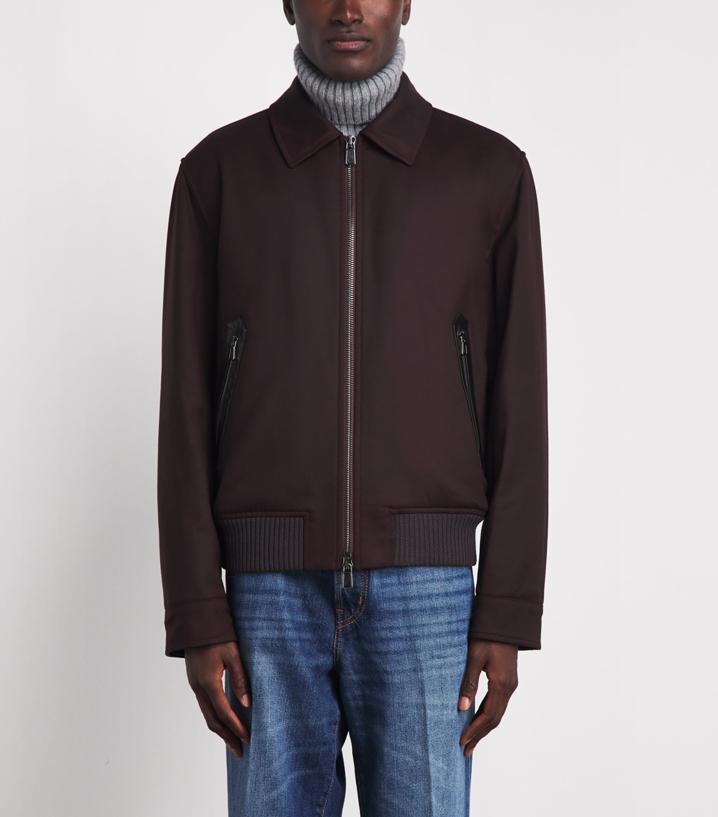 Isaia Mens Wool Padded Aviator Jacket Image 4