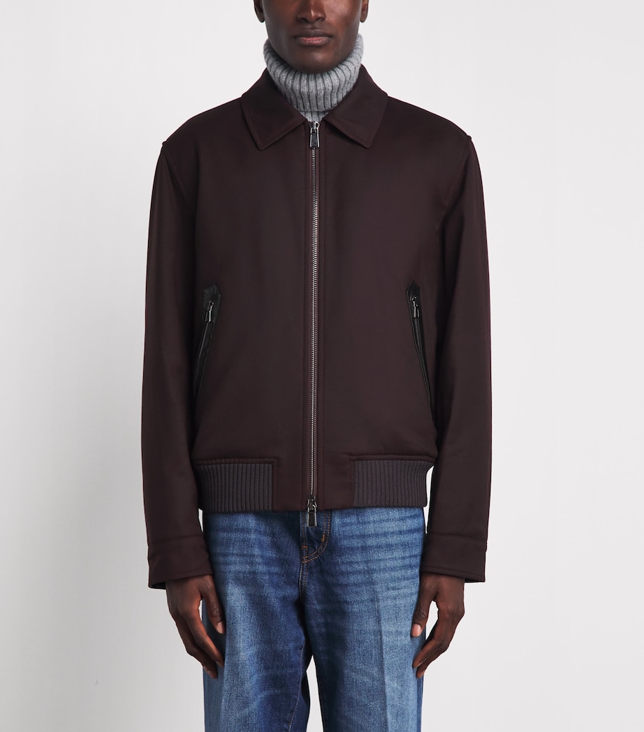 Isaia Mens Wool Padded Aviator Jacket Image 4