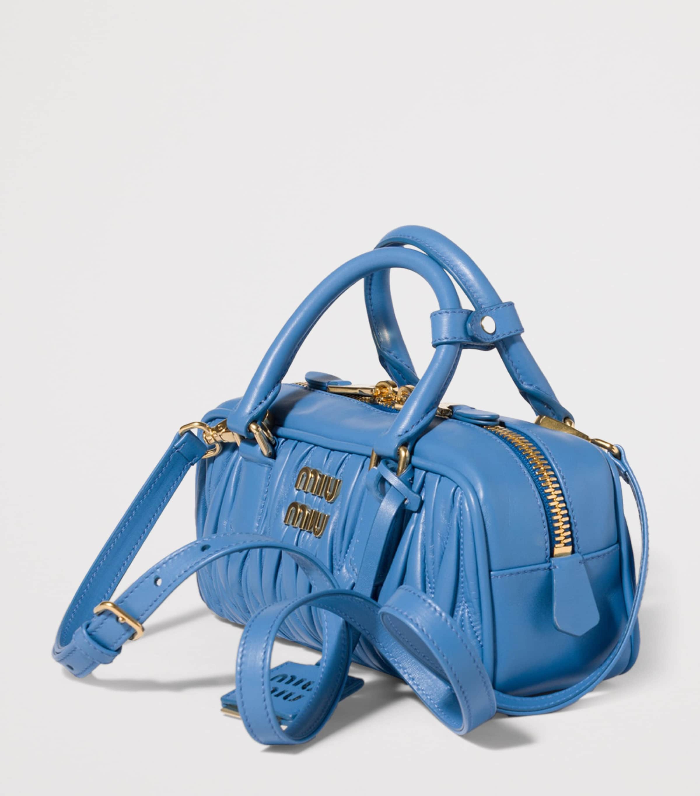 Miu Miu Nappa Leather Matelassé Arcadie Top-Handle Bag Light Blue Image 2