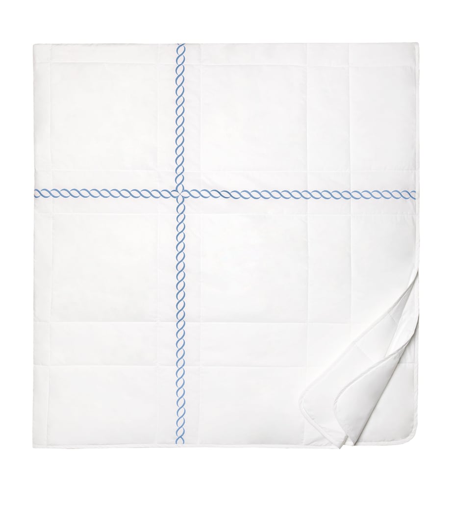 Treccia King Bedspread (240cm x 260cm) WHT/MEDIUM BLUE Image 1