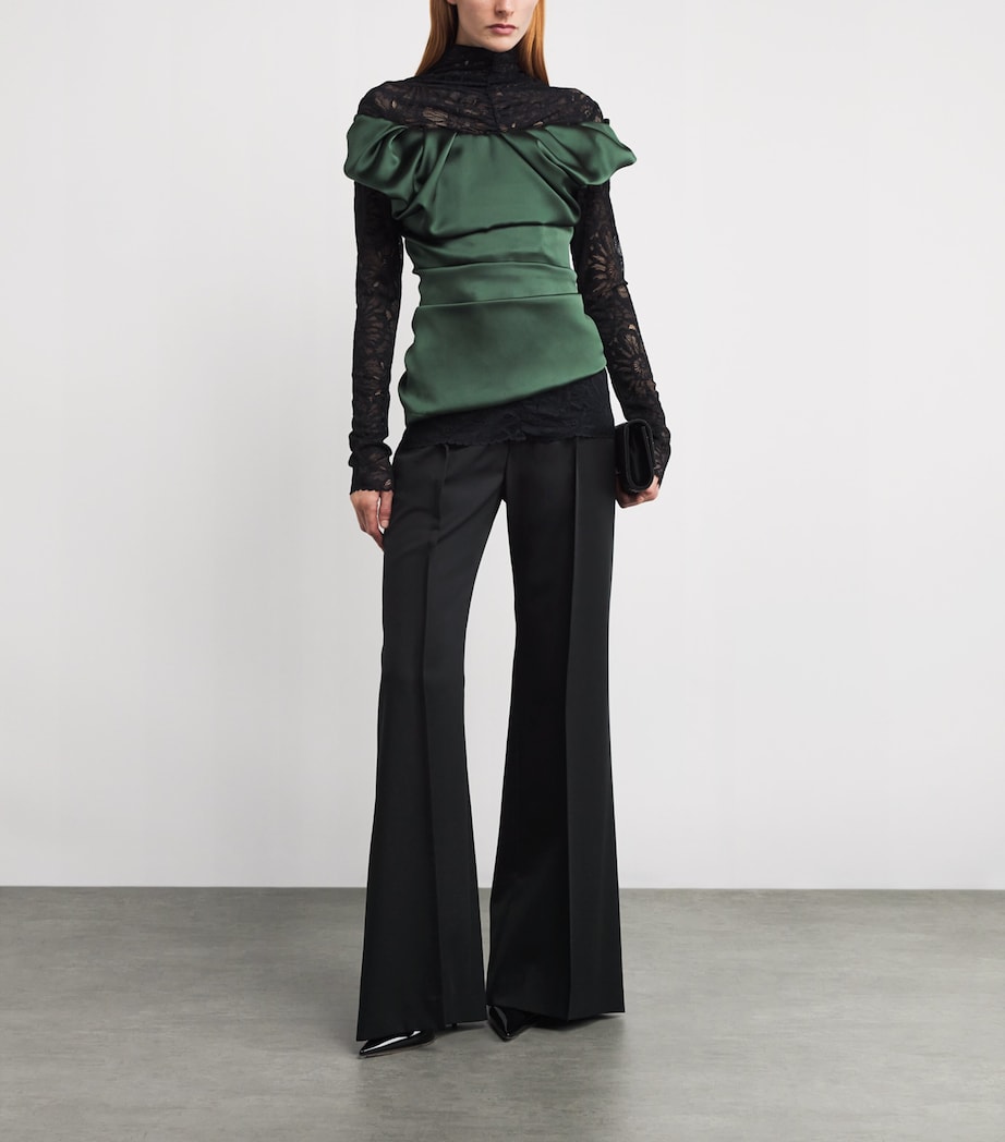 Virgin Wool Wide-Leg Trousers BLACK Image 2