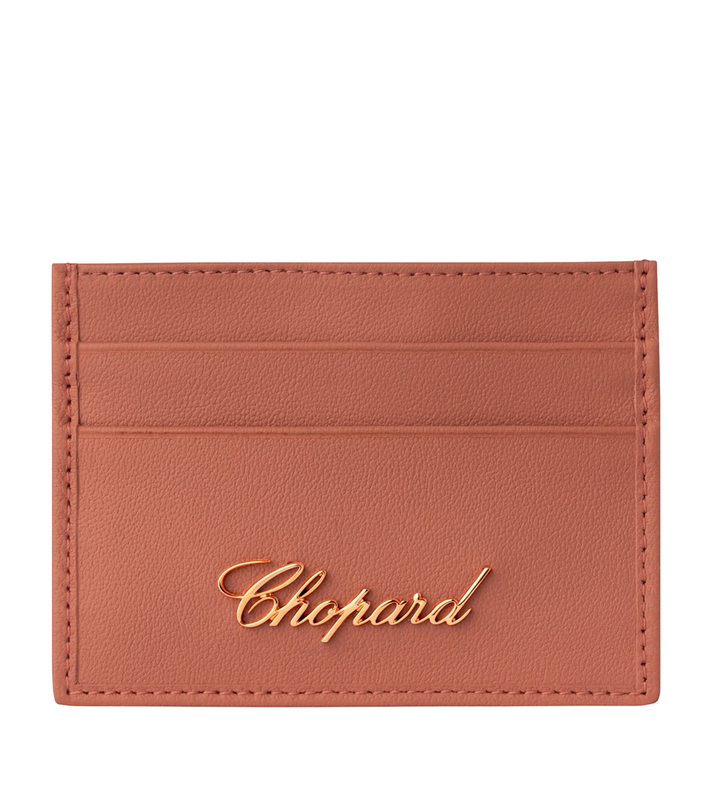 Shop Chopard Small Leather Classic Card Holder In Orange