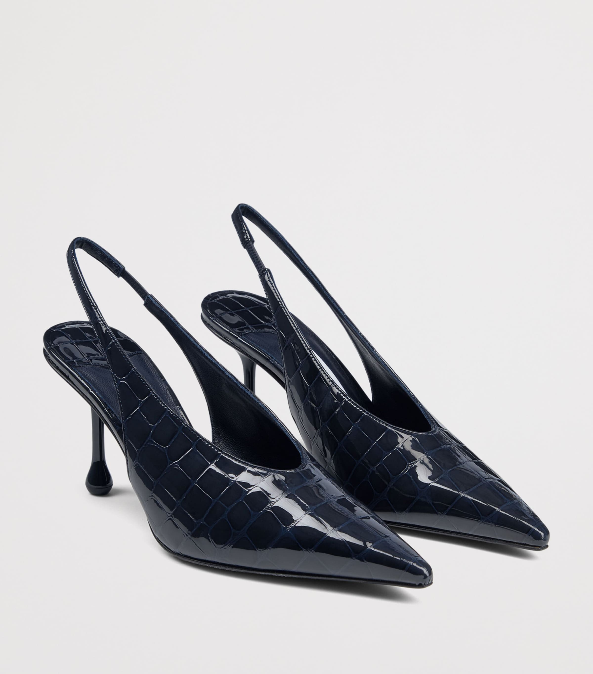Jimmy Choo Isa 80 Croc-Embossed Leather Slingback Pumps Marine Image 2