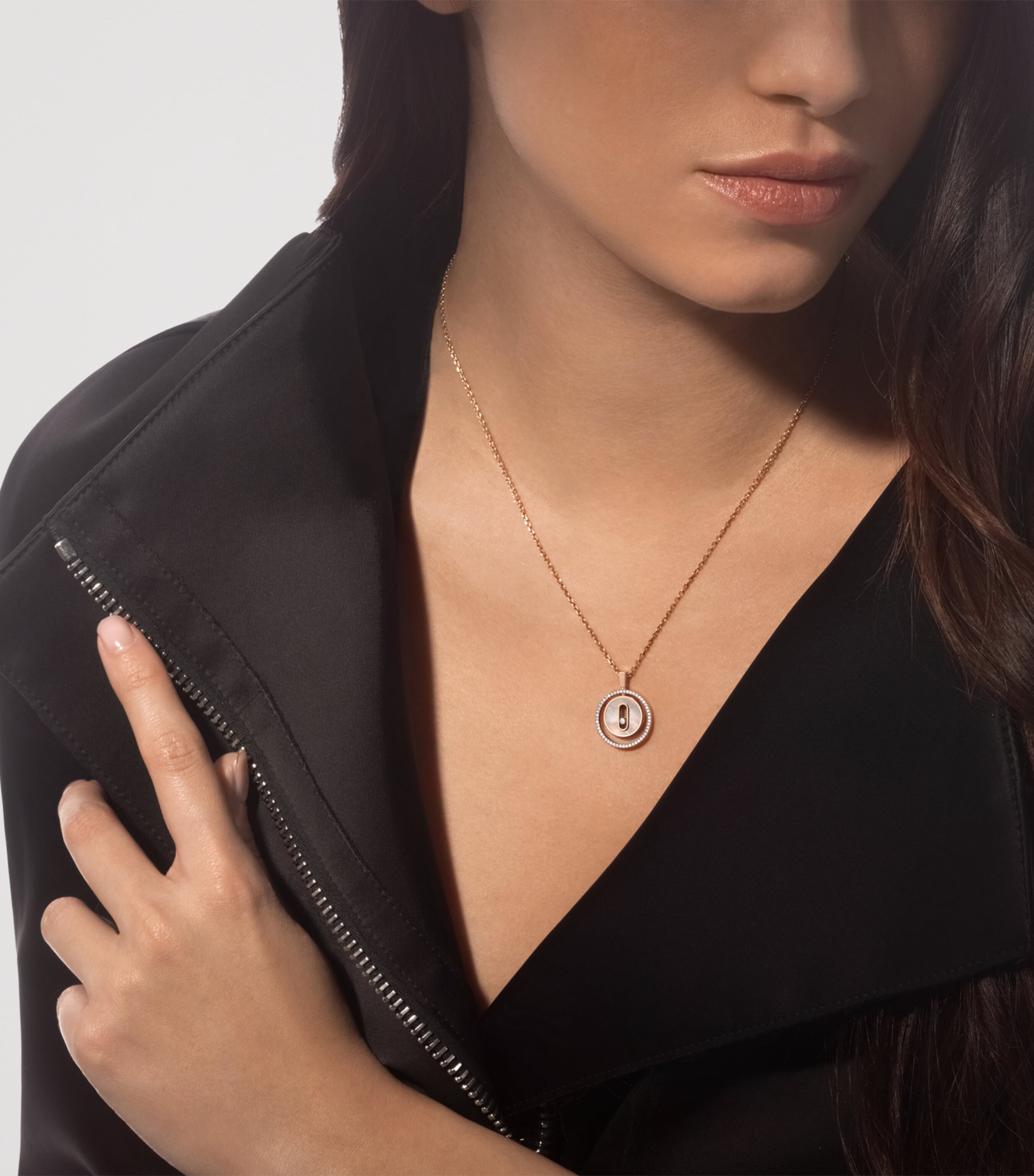 Messika Lucky Move Pink Gold, Diamond and Mother-of-Pearl Necklace (0.18ct) Pink Gold Image 2