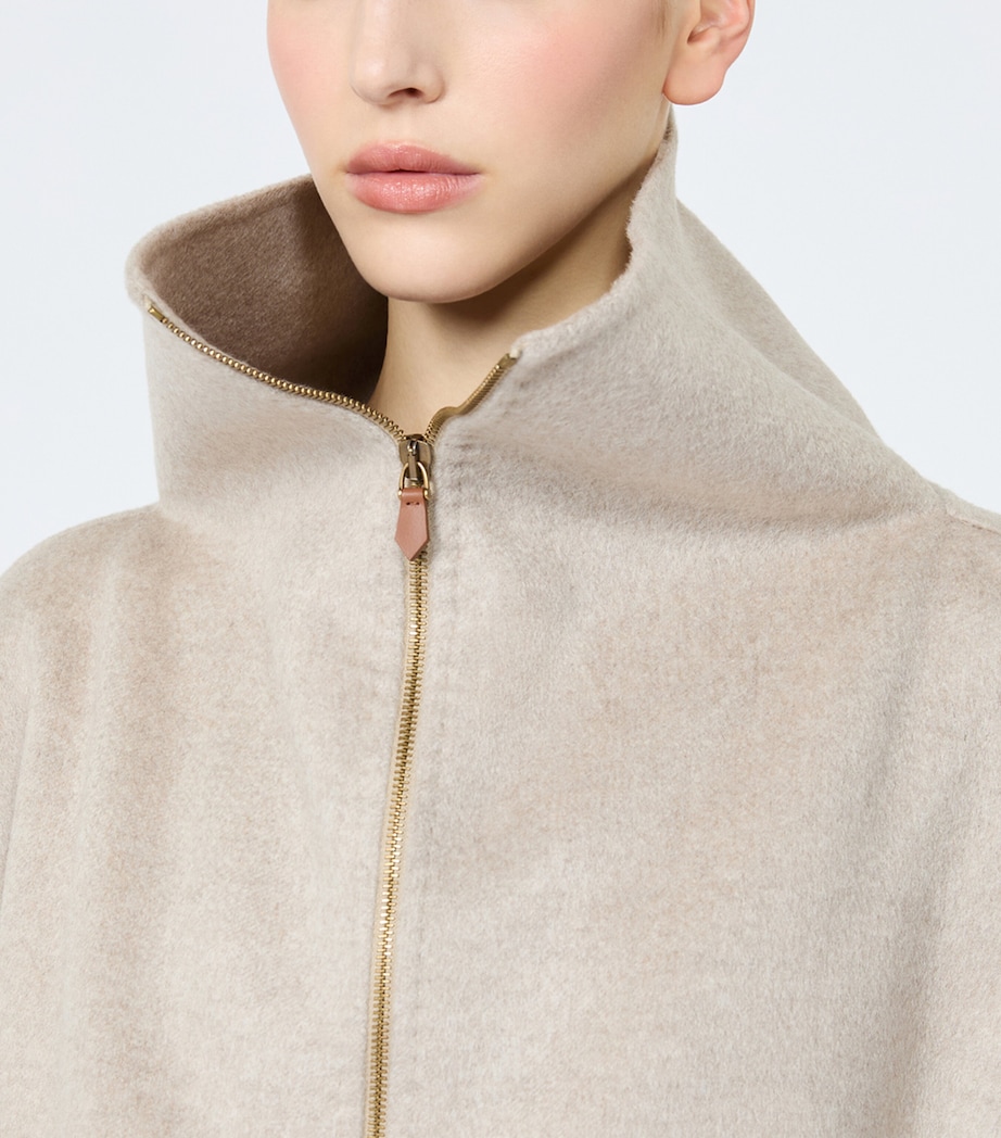 Max Mara Womens Cashmere Cape-Sleeve Jacket Sand Image 5