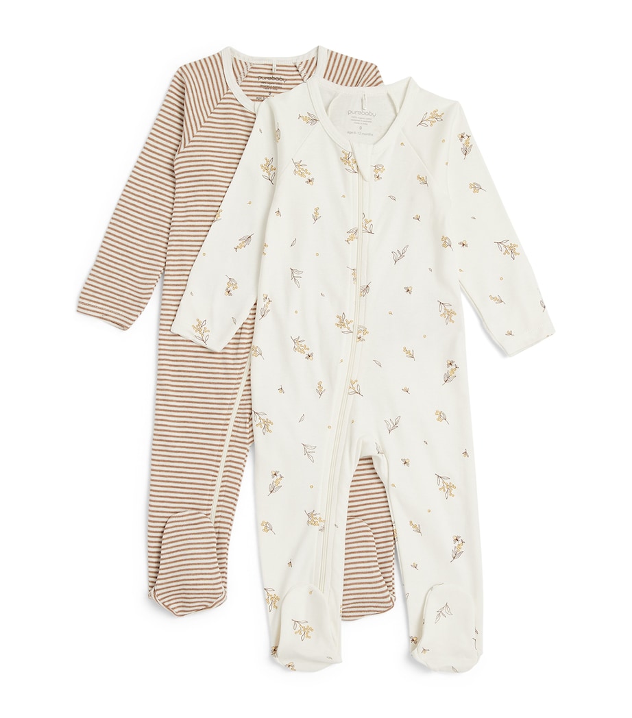 Purebaby Set of 2 Organic Cotton All-In-Ones Vanilla Wattle Bee Image 1
