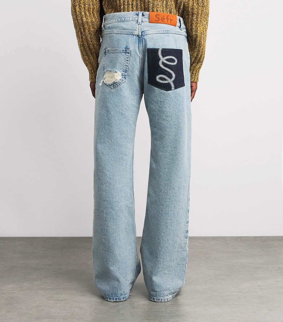 Ripped Straight Jeans INDIGO WASH Image 4