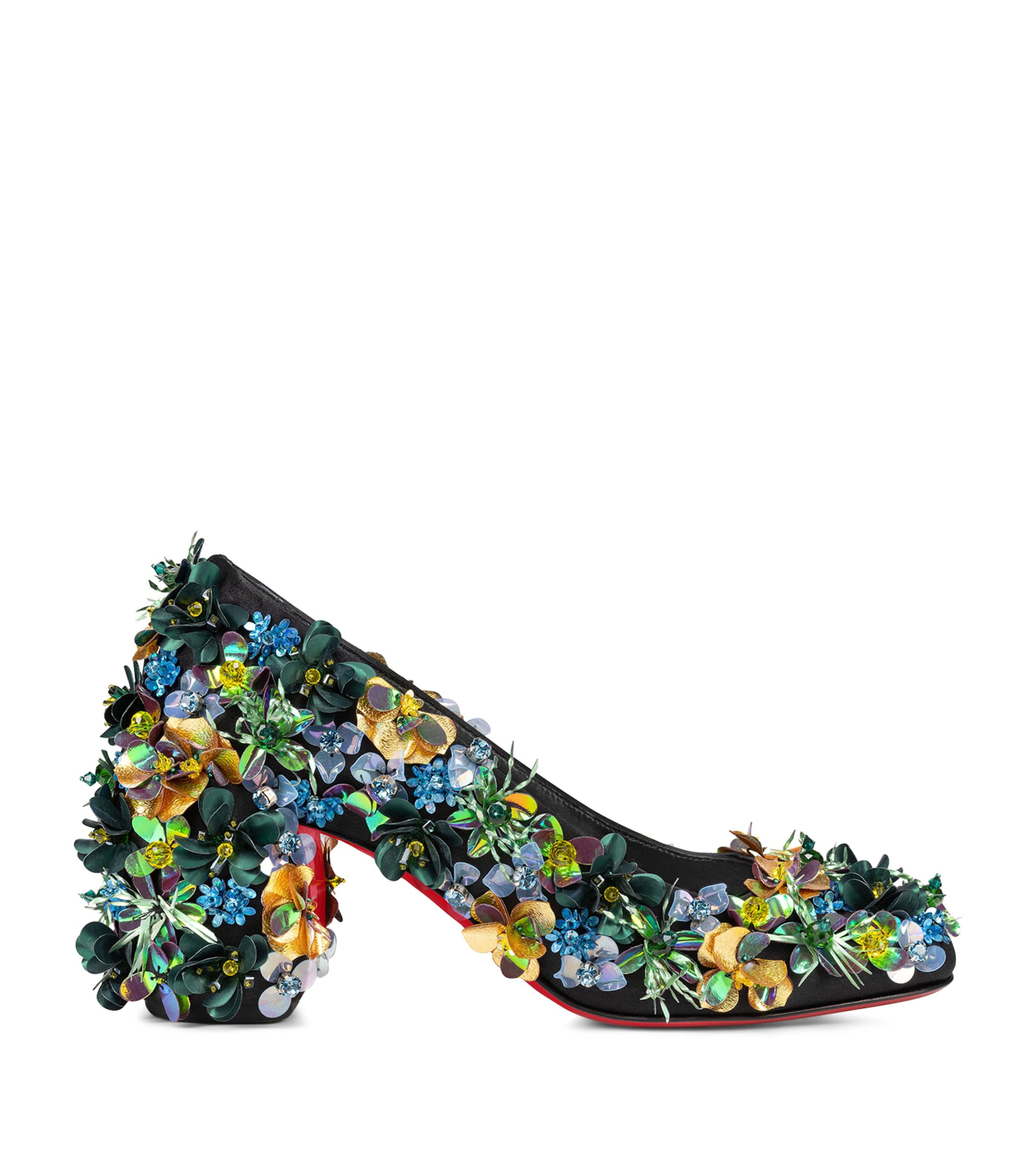 CHRISTIAN LOUBOUTIN MINNY TROPICA EMBELLISHED PUMPS 70 