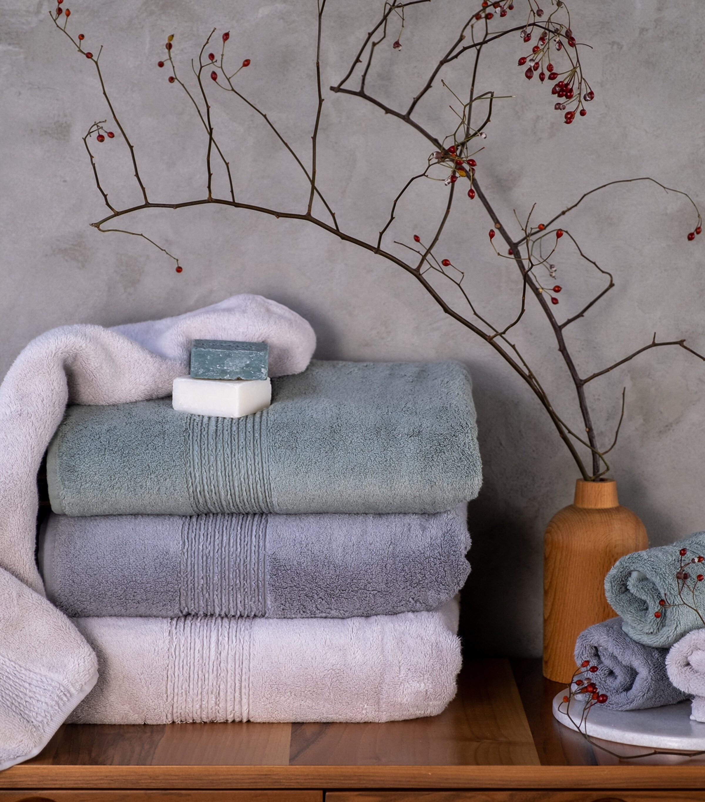 Organic Cotton Galata Guest Towel (30cm x 40cm) SAGE Image 2