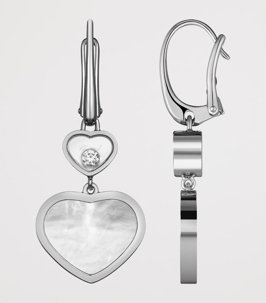 White Gold and Diamond Happy Hearts Drop Earrings 18K WHITE GOLD Image 3
