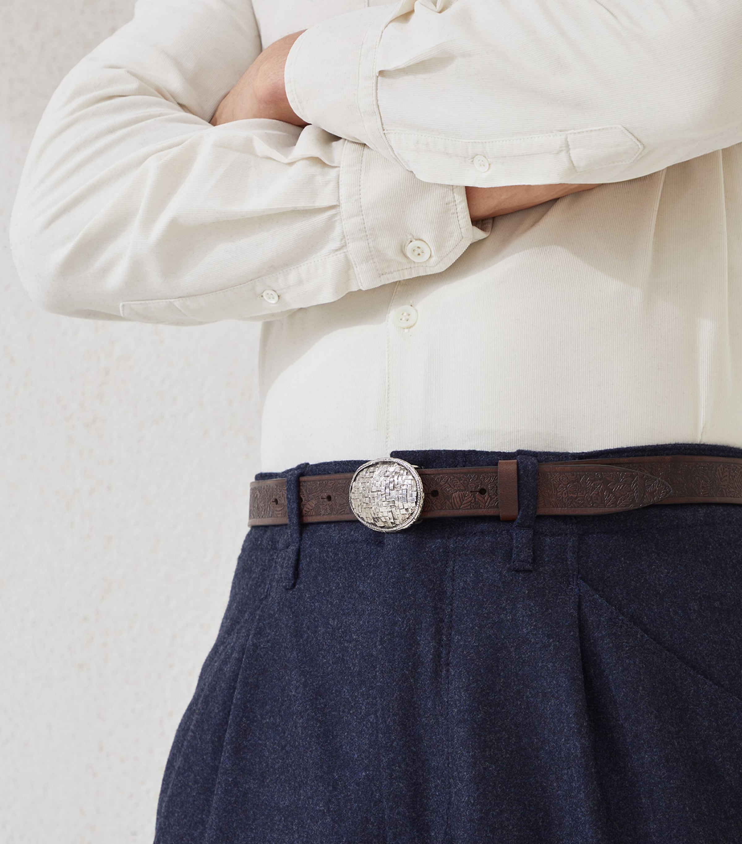 Leather Braided Buckle Belt C5497 Image 2