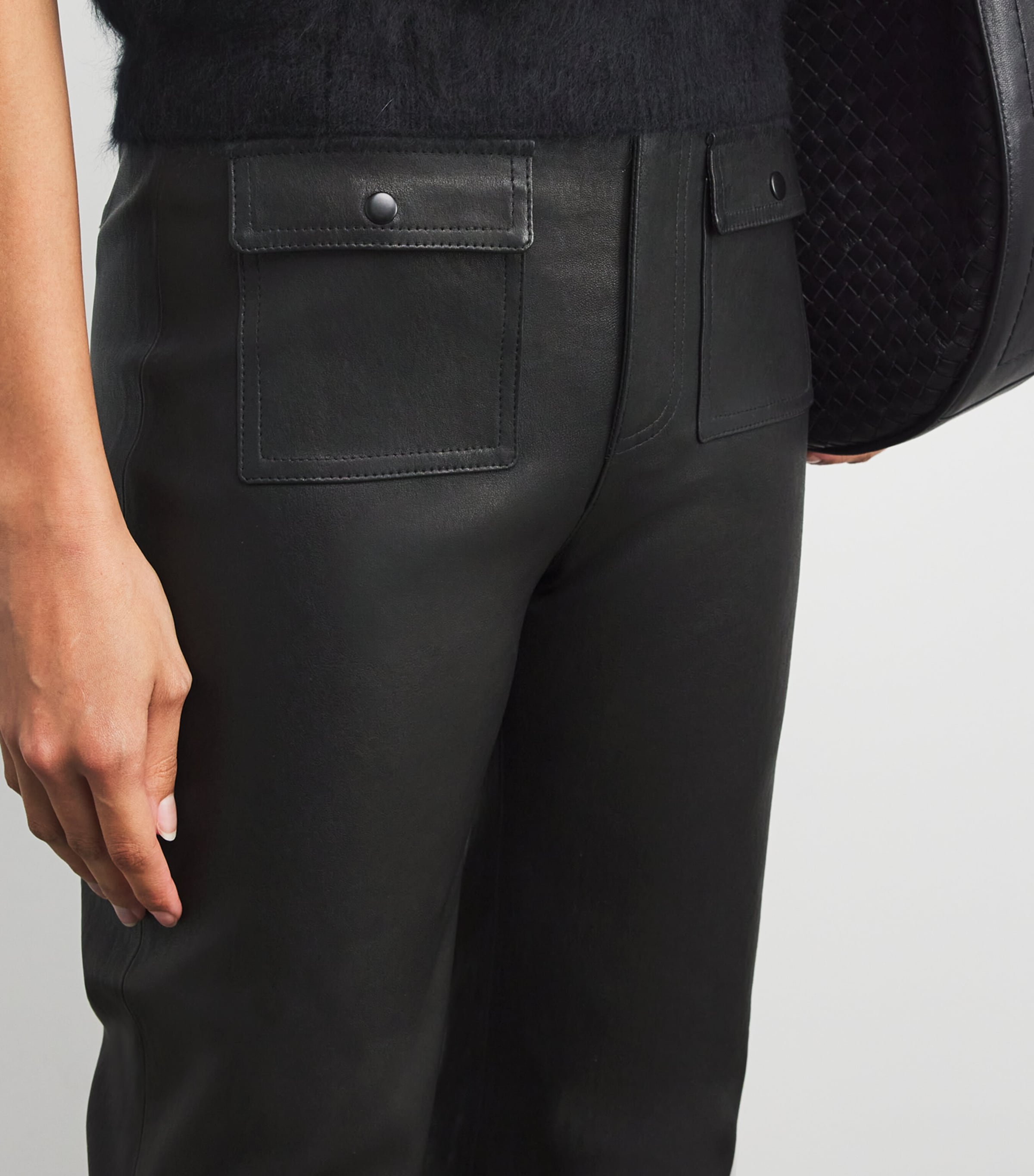 Leather Stevie Straight Trousers BLACK Image 6