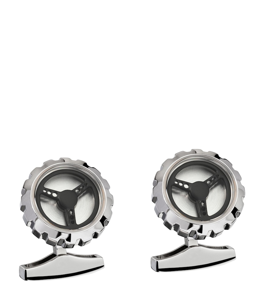 Racing Steering Wheel Cufflinks BLACK Image 1