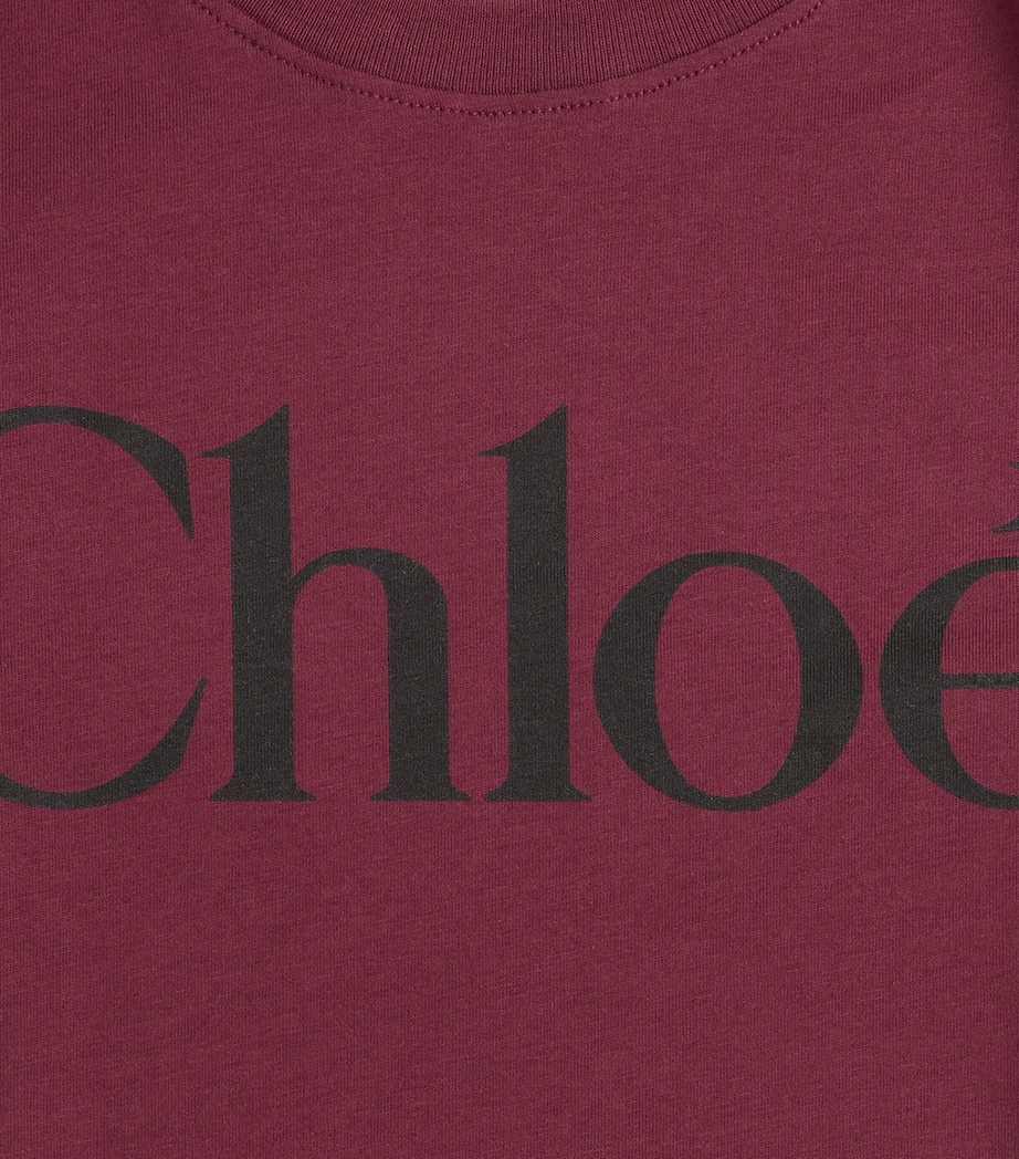 Chloé Kids Cotton Logo T-Shirt (4-14 Years) Dark Plum Image 2