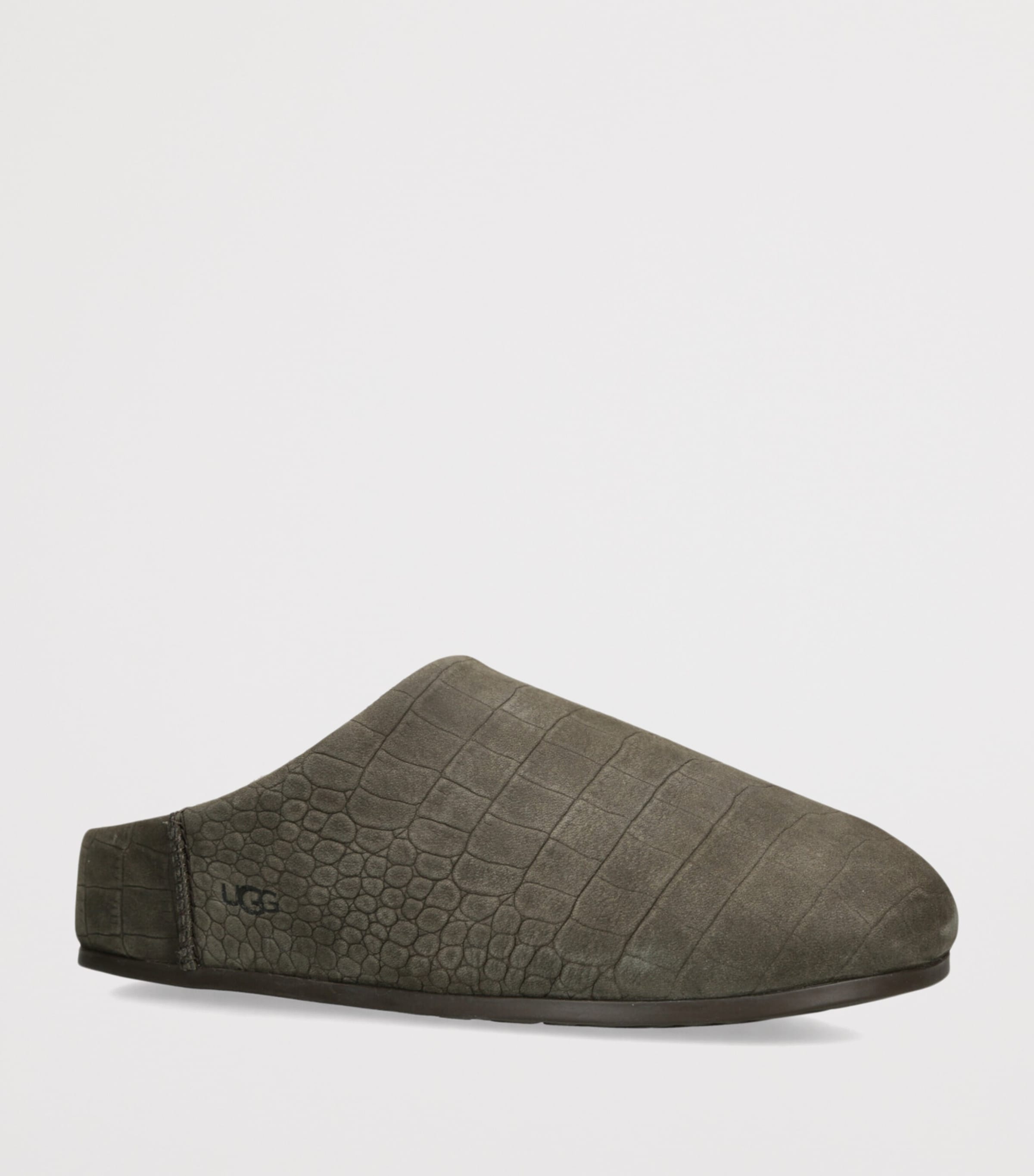 Leather Embossed Elea Slippers GREY/DARK Image 3