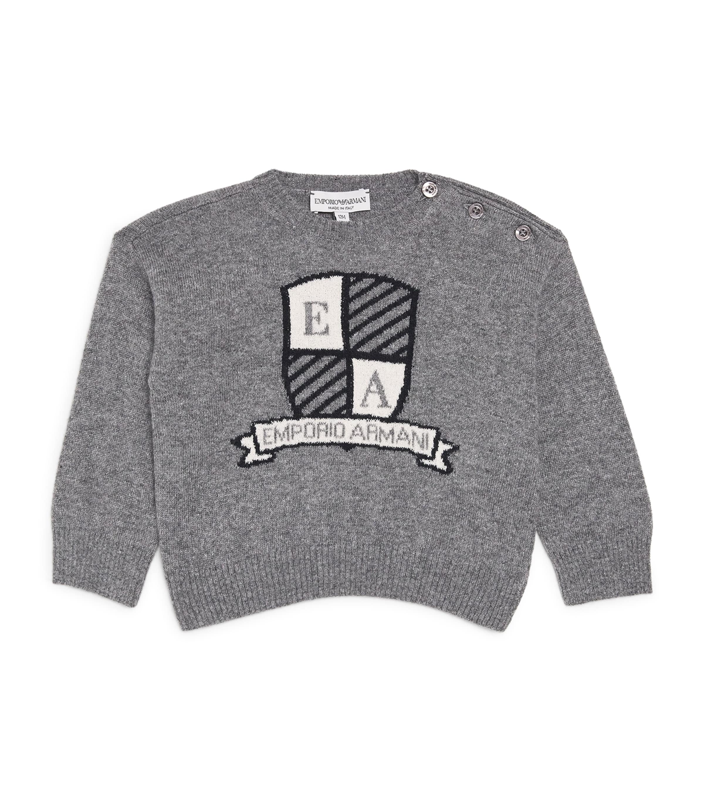 Shop Emporio Armani Wool-blend Logo Sweater In Grey