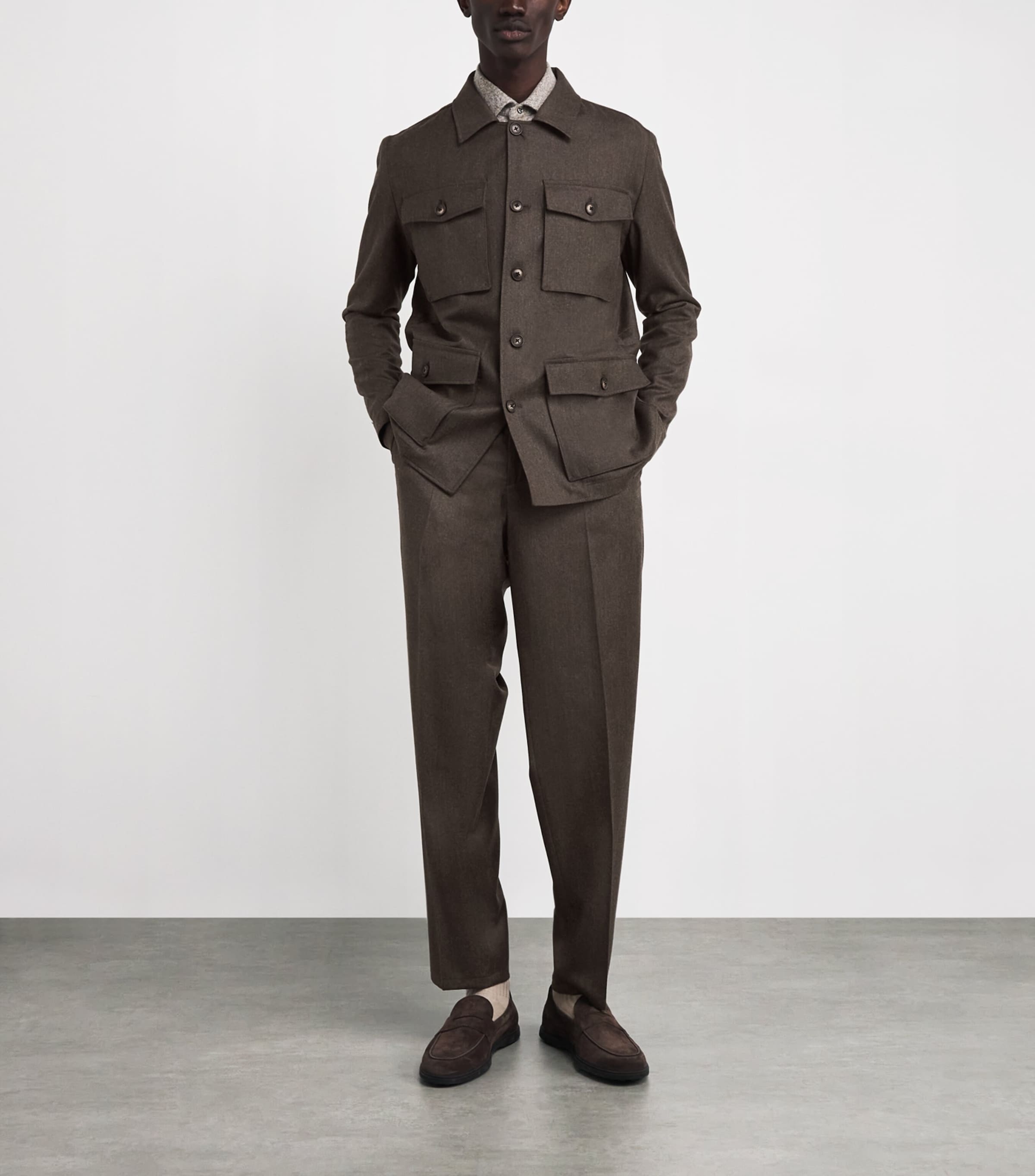 Virgin Wool-Cashmere Field Jacket 41 BROWN Image 2