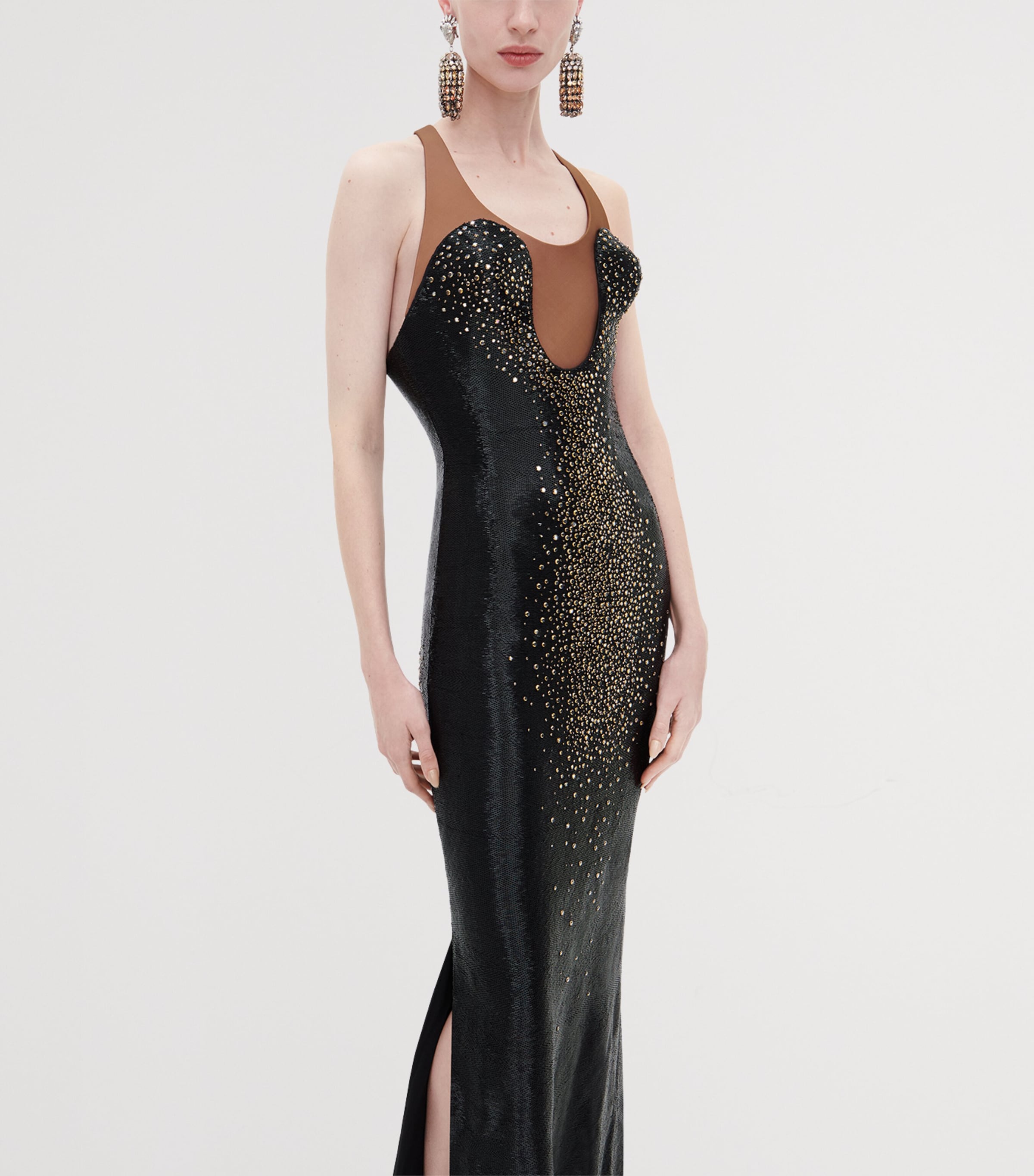 Schiaparelli Womens Silk Embellished Maxi Dress Black Image 4