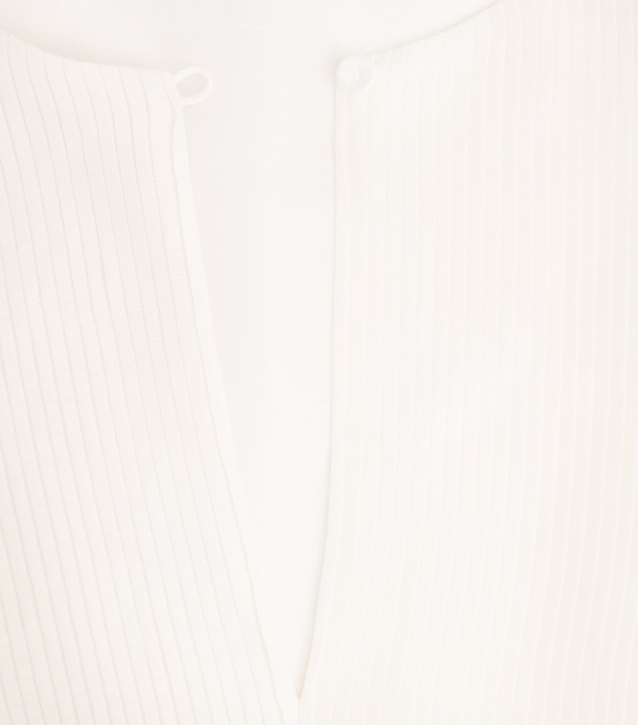 Linen-Silk Pleated Mini Kaftan 106 NEW IVORY Image 6