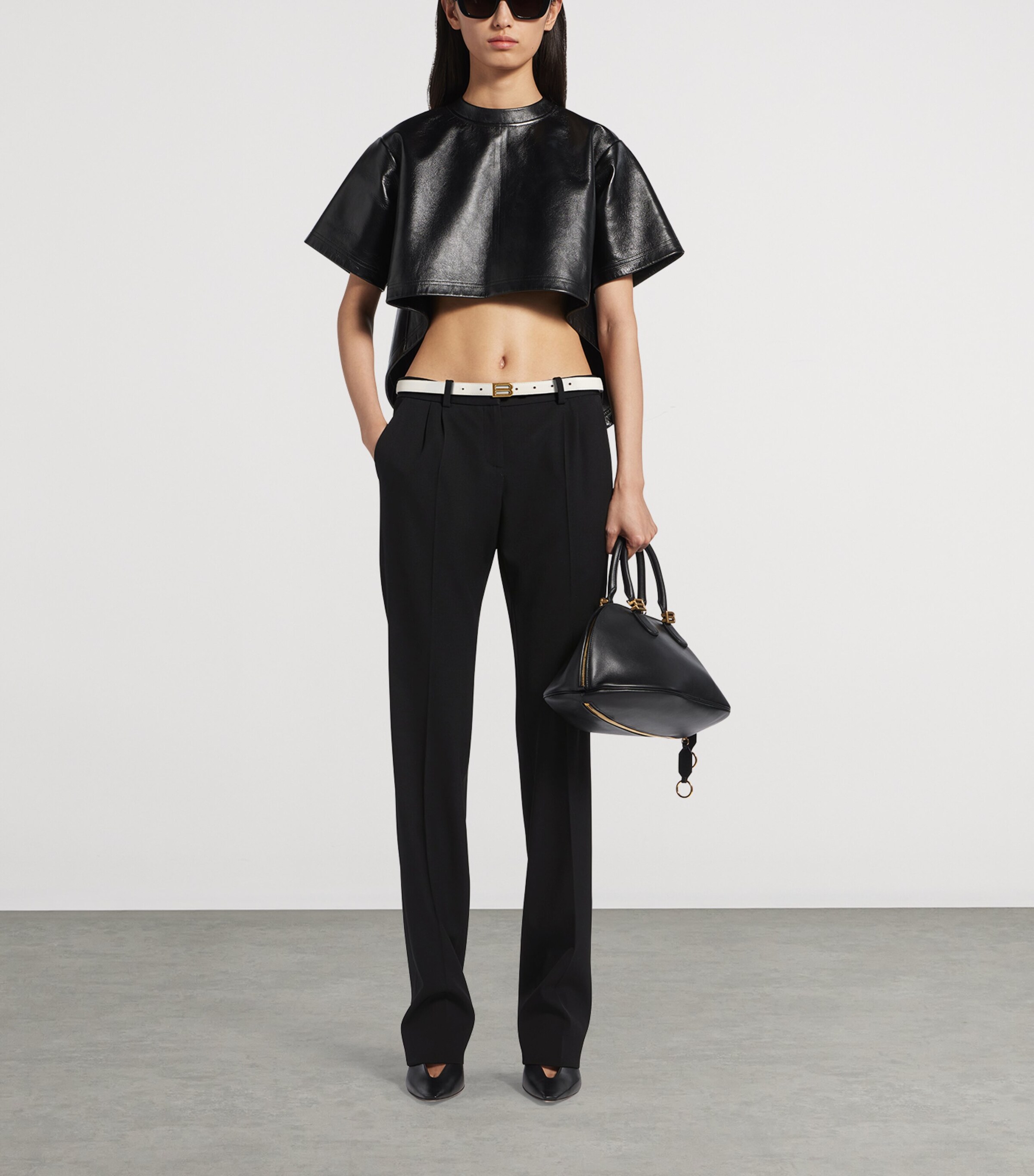 Balenciaga Womens Stretch-Wool Slim Trousers Image 2