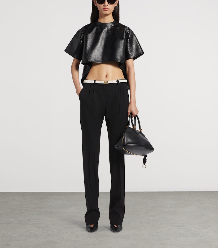 Balenciaga Womens Stretch-Wool Slim Trousers Image 2