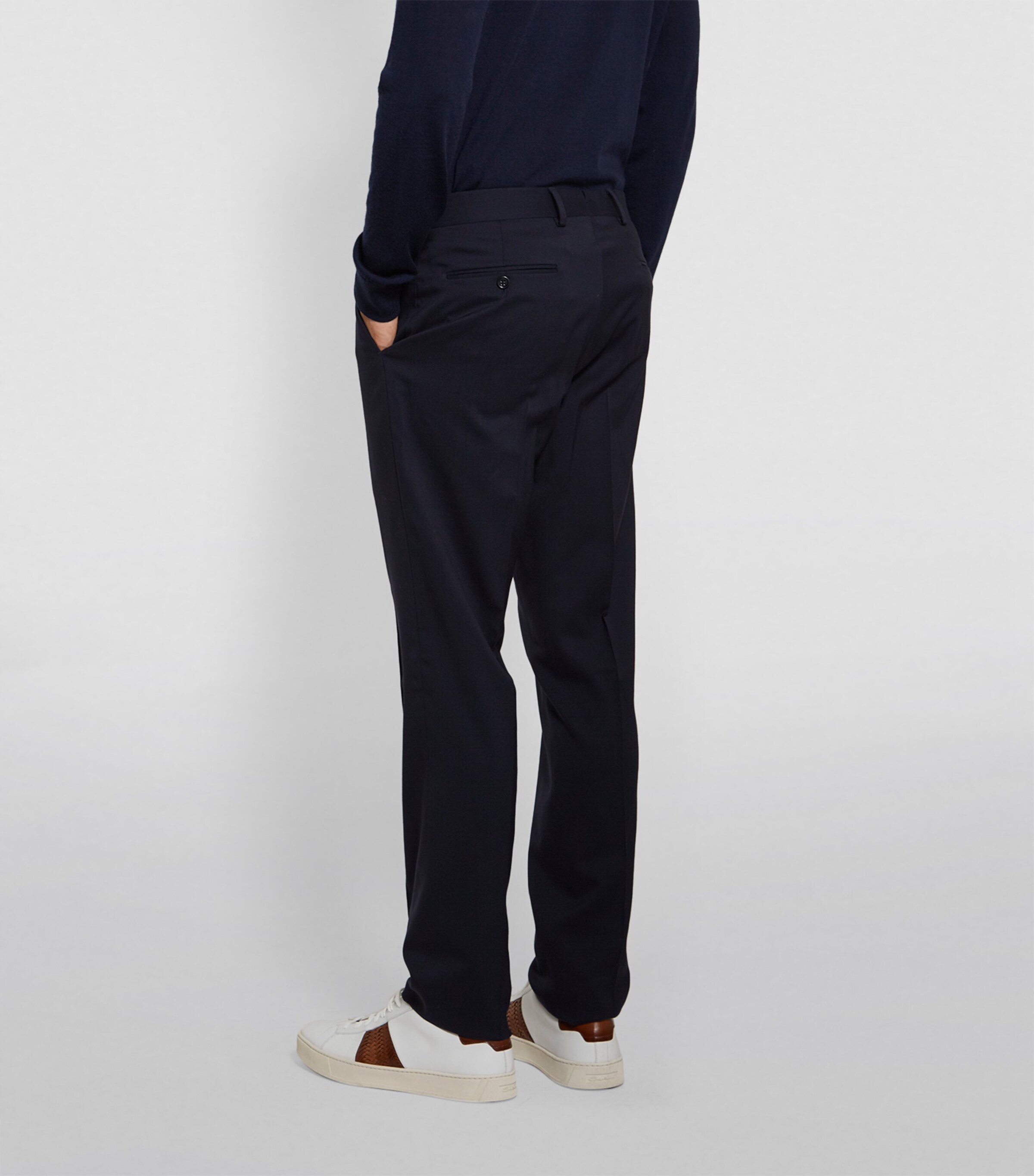 Ralph Lauren Purple Label Mens Wool Gabardine Trousers Navy Image 8