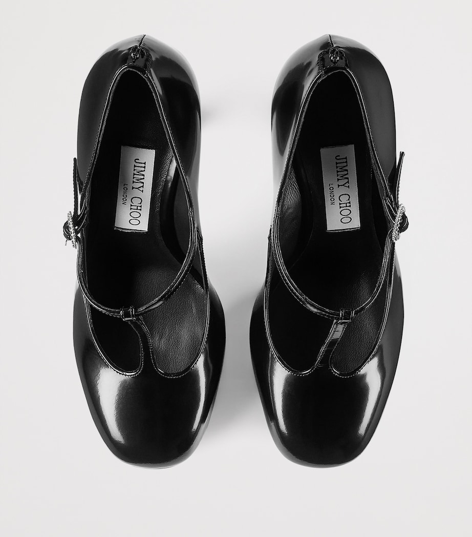 Marene 120 Leather Mary Jane Pumps BLACK/CRYSTAL Image 3