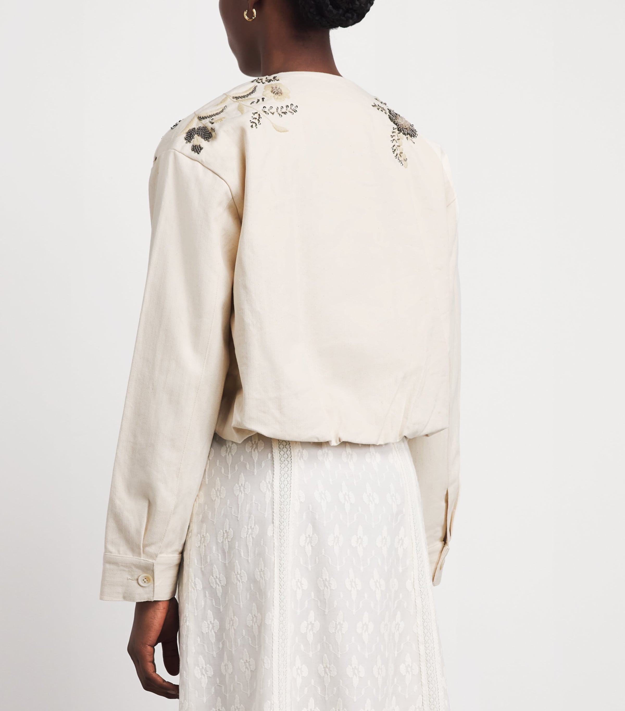Veronica Beard Womens Embroidered Emeren Jacket Ecru Image 5