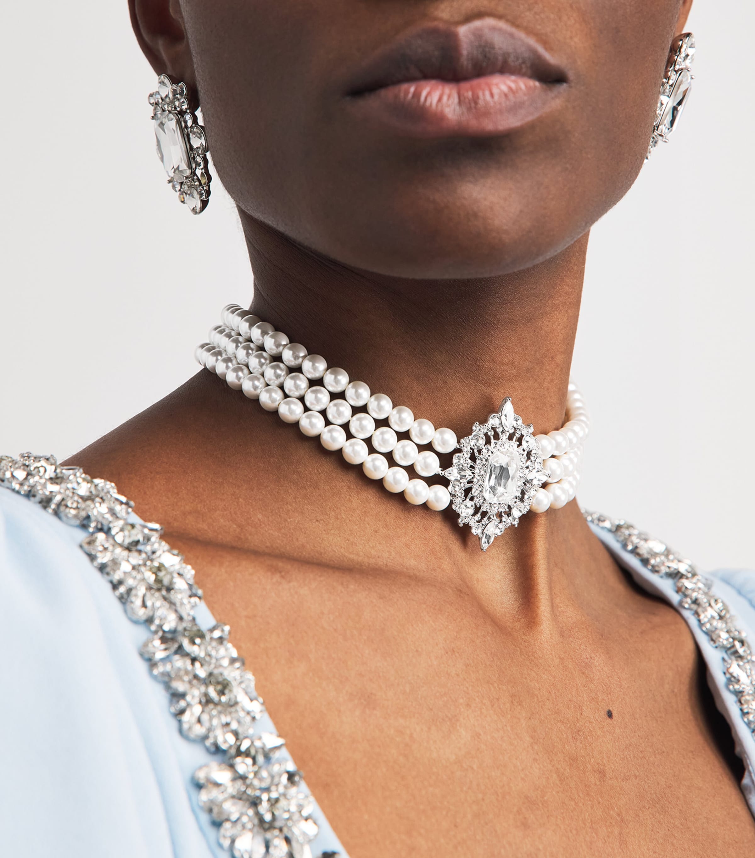 Self-Portrait Crystal-Faux Pearl Choker Pearl Image 2