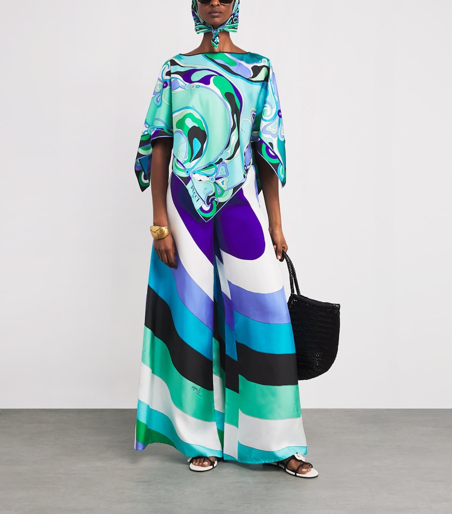 Silk Wide-Leg Trousers 050 VERDE/LILLA Image 2